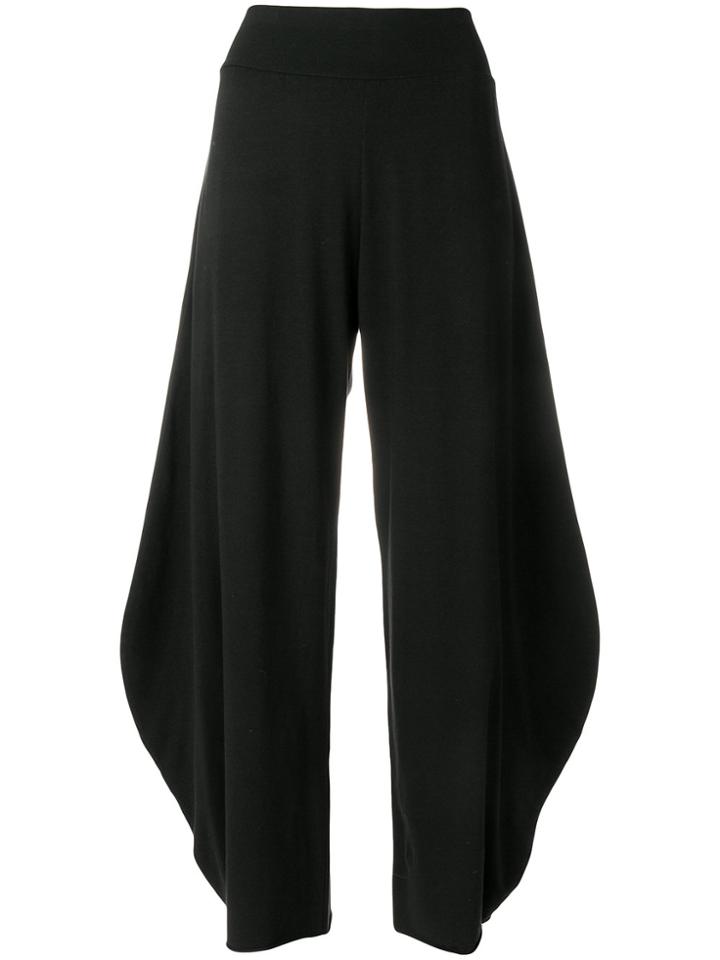 Labo Art Flared Draped Trousers - Black