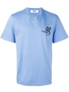 Msgm Logo Print T-shirt, Men's, Size: Medium, Blue, Cotton