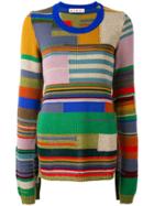 Marni Block Stripe Cape Sleeve Sweater - Green