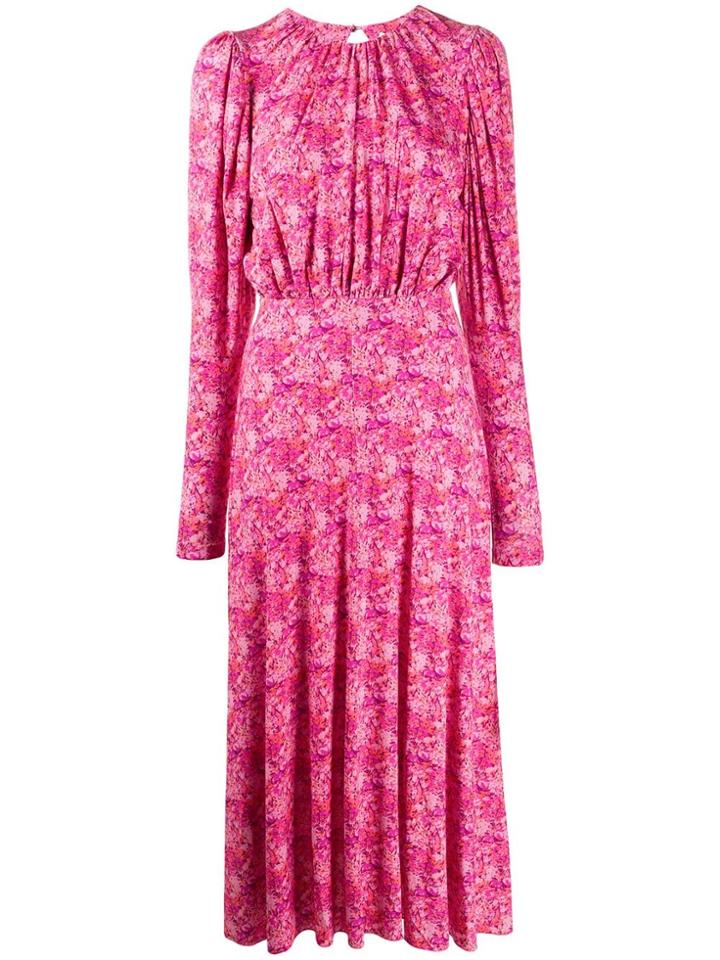 Rotate Floral Print Flared Dress - Pink