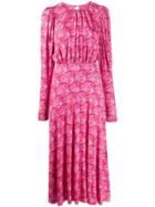 Rotate Floral Print Flared Dress - Pink