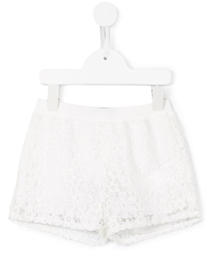 Ermanno Scervino Junior Floral Lace Shorts, Girl's, Size: 6 Yrs, White