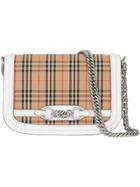 Burberry The 1983 Check Link Bag With Leather Trim - White