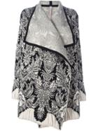 Antonio Marras Intarsia Knit Draped Cardigan, Women's, Size: Small, Black, Polyamide/polyester/viscose/wool