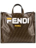 Fendi Logo Patch Shopping Bag - Brown