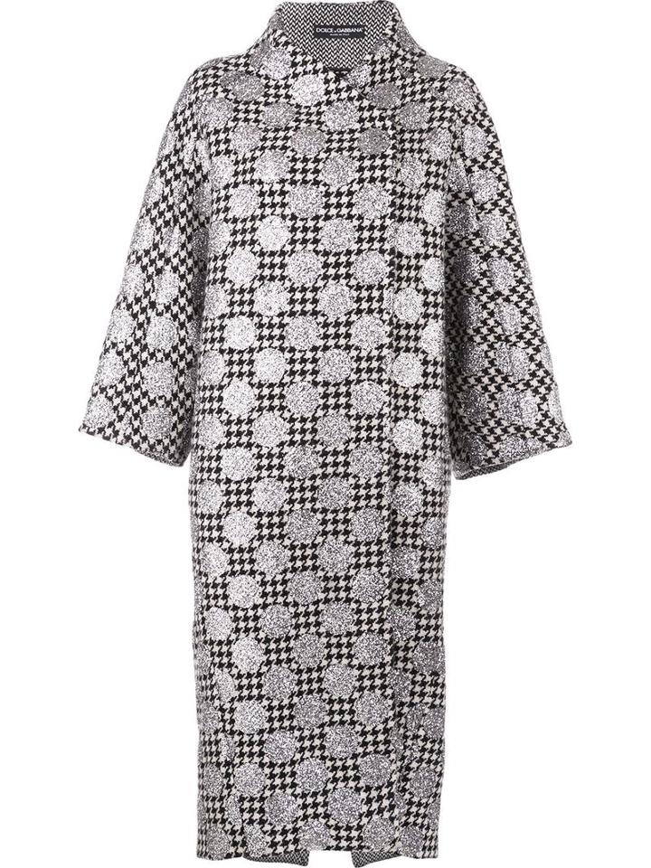 Dolce & Gabbana Dotted Brocade Coat, Women's, Size: 40, Black, Wool/polyamide