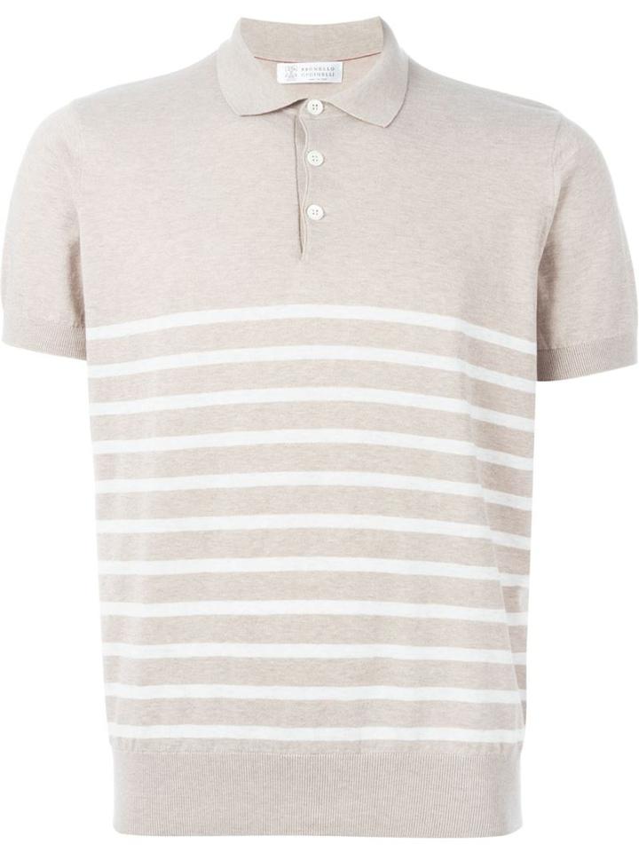 Brunello Cucinelli Striped Knit Polo Shirt