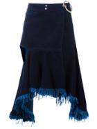Marques'almeida Cutout Raw Edge Skirt, Women's, Size: Medium, Blue, Cotton