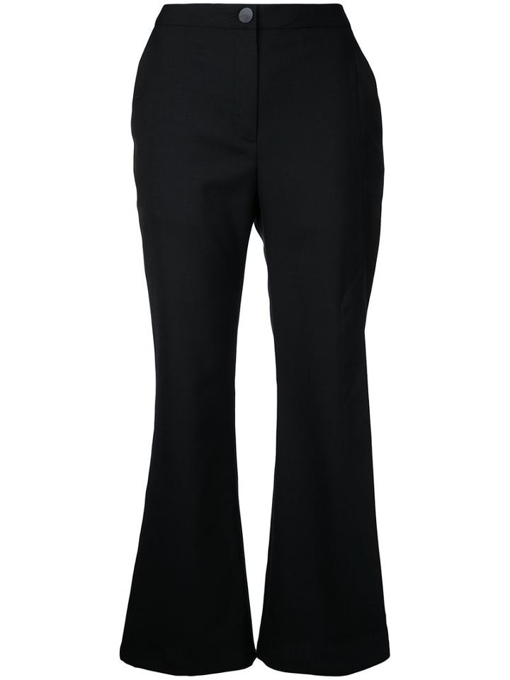 Eudon Choi Flared Cropped Trousers, Women's, Size: 8, Black, Virgin Wool