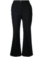 Eudon Choi Flared Cropped Trousers, Women's, Size: 8, Black, Virgin Wool
