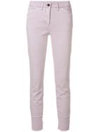 Luisa Cerano Frayed Slim Fit Trousers - Pink & Purple