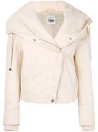 Twin-set Hooded Biker Jacket, Women's, Size: Xs, Nude/neutrals, Viscose/cotton/resin/polyester