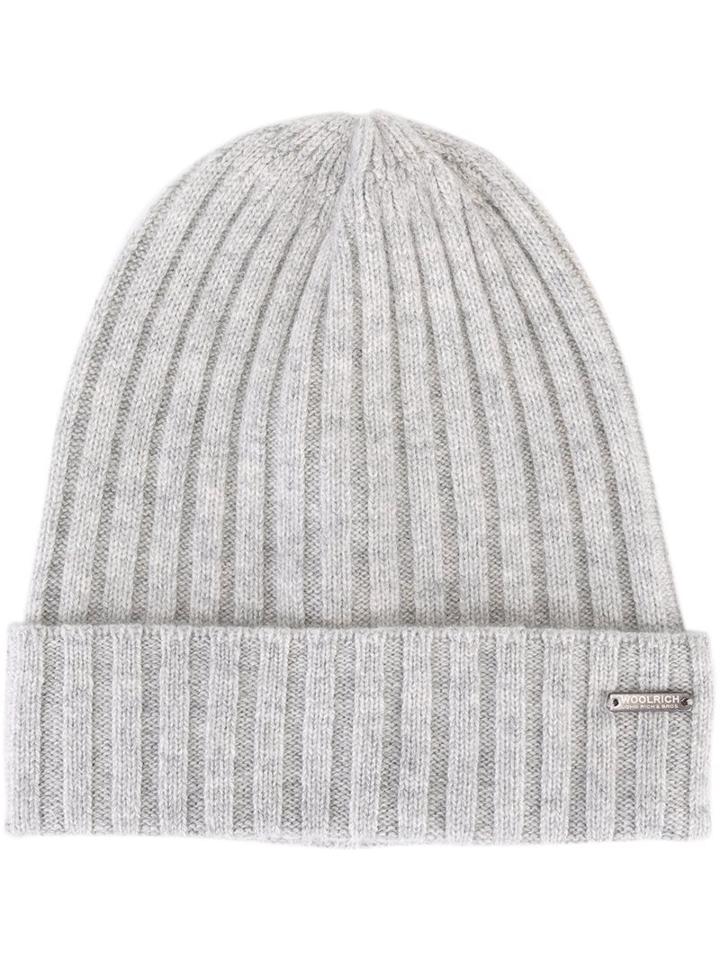 Woolrich Ribbed Beanie, Men's, Size: Large, Grey, Cashmere