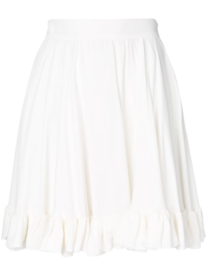Msgm High-waisted Frill Hem Skirt - White