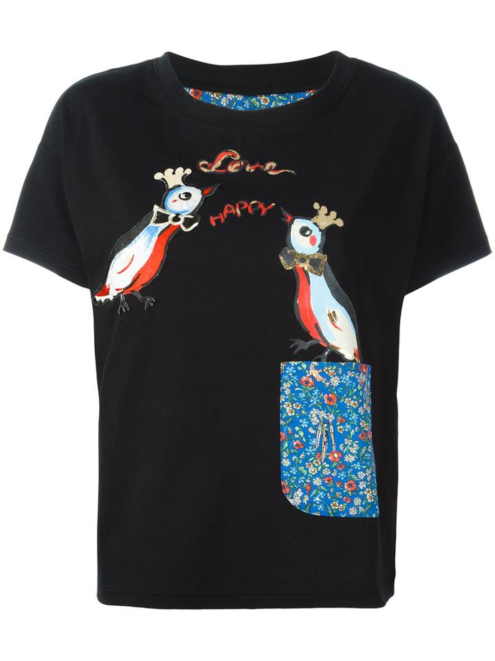 Tsumori Chisato Love Birds T-shirt, Women's, Size: 2, Black, Cotton