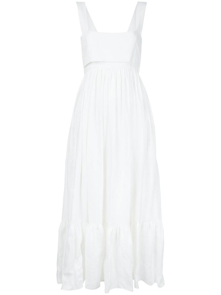 Chloé Gathered Tie Back Dress, Women's, Size: 38, White, Linen/flax