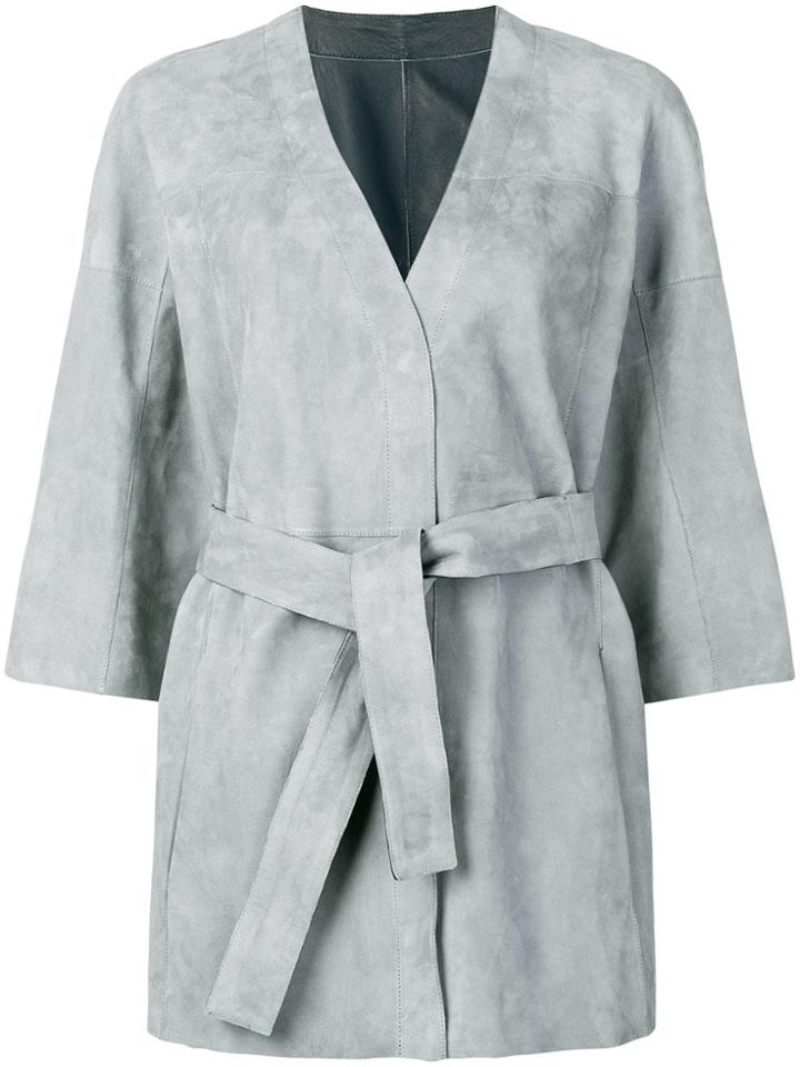 Drome Wrap Around Midi Jacket - Grey