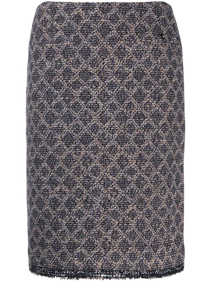 Chanel Vintage 2004's Geometric Pattern Skirt - Blue