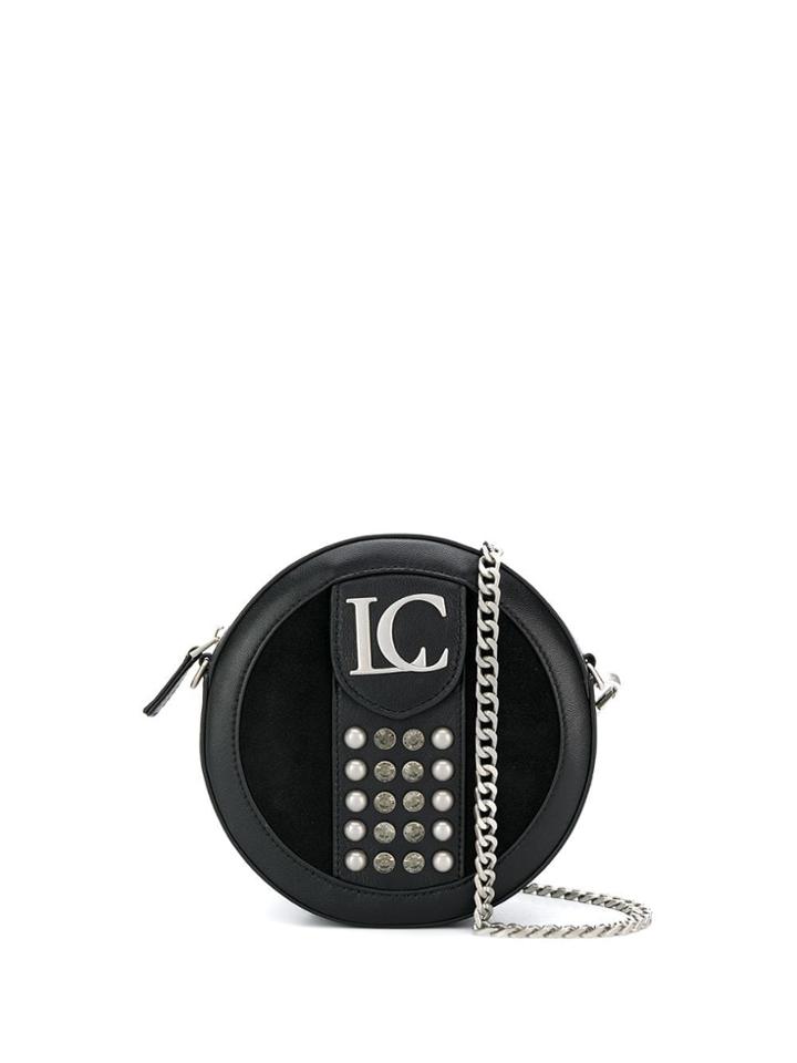 La Carrie Studded Round Crossbody Bag - Black