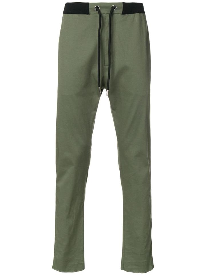 Les Hommes Urban Side Stripe Slim-fit Trousers - Green