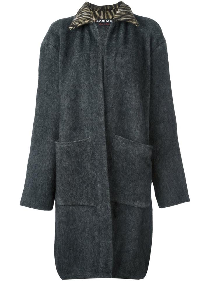 Rochas Single Breasted Coat, Women's, Size: 38, Grey, Silk/polyamide/spandex/elastane/virgin Wool