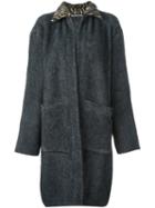 Rochas Single Breasted Coat, Women's, Size: 38, Grey, Silk/polyamide/spandex/elastane/virgin Wool