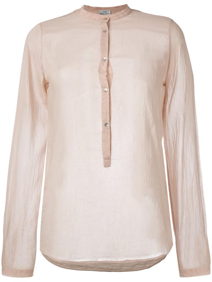 Forte Forte Band Collar Blouse, Women's, Size: 2, Nude/neutrals, Silk/cotton
