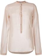 Forte Forte Band Collar Blouse, Women's, Size: 2, Nude/neutrals, Silk/cotton