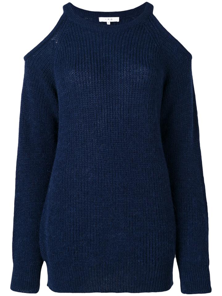 Iro Lineisy Cutout Shoulder Ribbed Sweater - Blue