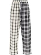 Liam Hodges Contrasting Leg Checked Loose Trousers - White