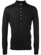 Massimo Alba Long Sleeve Polo Shirt, Men's, Size: Large, Black, Linen/flax
