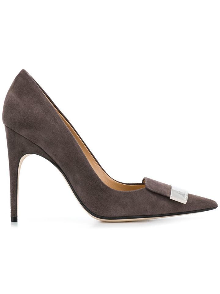 Sergio Rossi Pointed Plaque Pumps - Grey