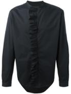 Christian Pellizzari Ruffle Detail Shirt, Men's, Size: 52, Black, Cotton