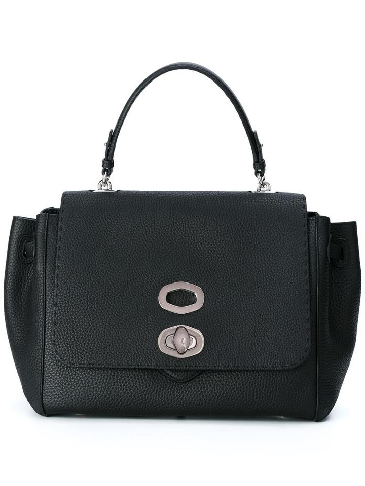 Medium Flap Closure Tote, Women's, Black, Leather, Ermanno Scervino