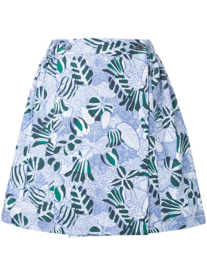 Maison Kitsuné Lili Hibiscus Wrap Around Skirt, Women's, Size: 34, Blue, Cotton