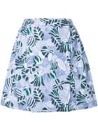 Maison Kitsuné Lili Hibiscus Wrap Around Skirt, Women's, Size: 34, Blue, Cotton