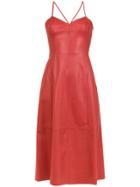 Nk Leather Midi Dress - Red