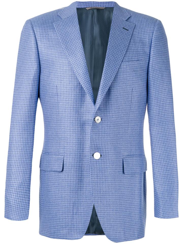 Canali Hounstooth Pattern Blazer - Blue