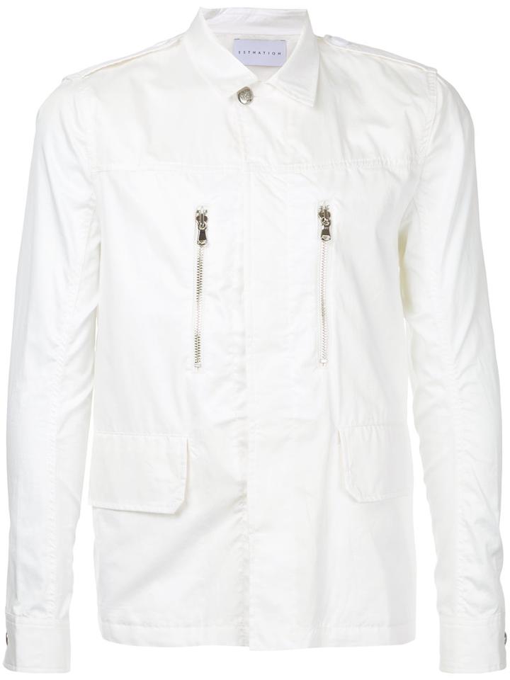 Estnation - Zipped Chest Shirt Jacket - Men - Cotton - L, White, Cotton