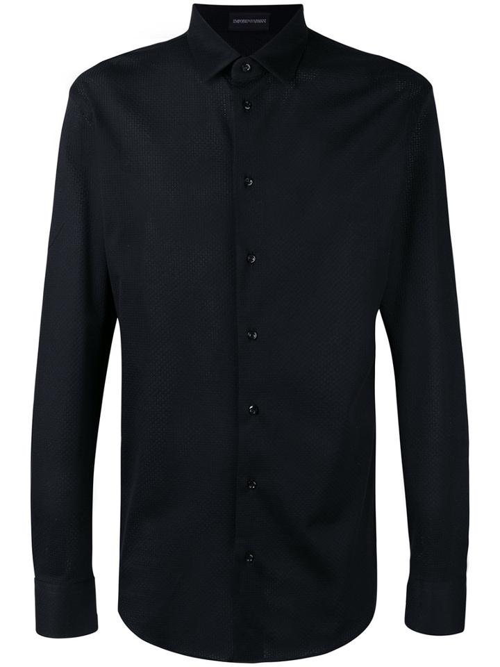 Emporio Armani - Textured Shirt - Men - Cotton - 41, Black, Cotton