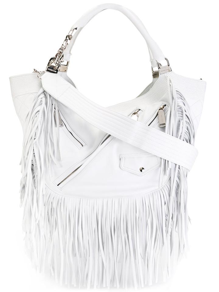 Dsquared2 Fringed Detail Shoulder Bag, Women's, White, Leather