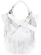 Dsquared2 Fringed Detail Shoulder Bag, Women's, White, Leather