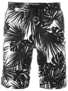 Hydrogen Palm Print Shorts, Men's, Size: 31, Black, Cotton/linen/flax