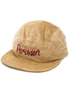 Maison Kitsuné Parisien Embroidered Velvet Cord Cap - Brown