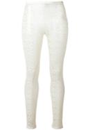 Stella Mccartney Sheer Lace Detail Leggings, Women's, Size: 42, White, Cotton/polyester