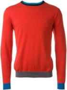 Sun 68 Cuff And Neck Trim Detail Giro Jumper, Men's, Size: S, Red, Cotton