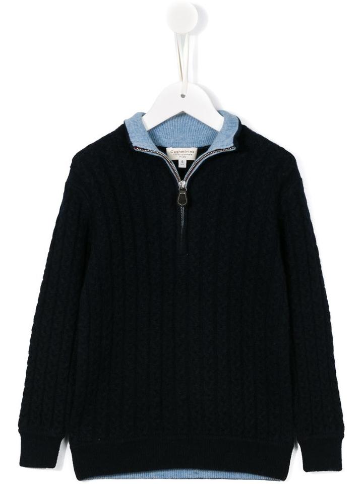 Cashmirino Cable Knit Jumper, Toddler Boy's, Size: 3 Yrs, Blue