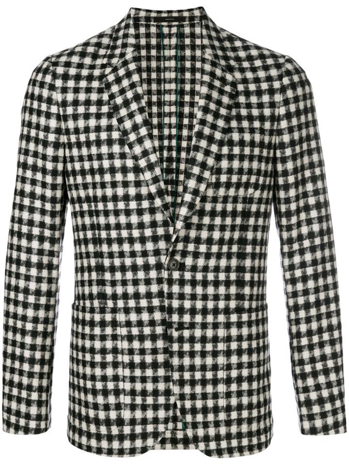 Paul Smith Check And Houndstooth Fitted Blazer - Black