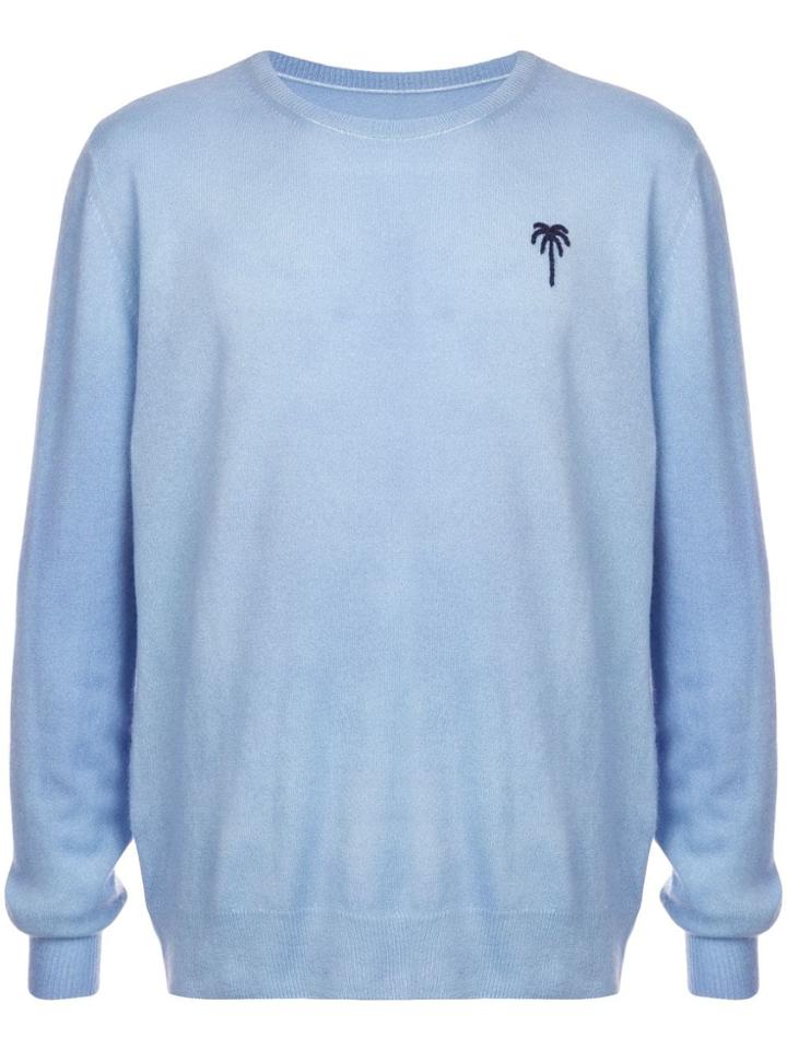 The Elder Statesman Embroidered Palm Sweatshirt - Blue