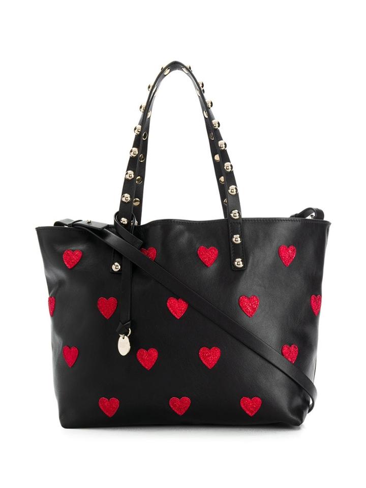 Red Valentino Red(v) Heart Patches Tote - Black